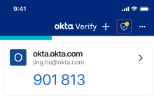 Device Health icon with pending remediation actions on the Okta Verify main page