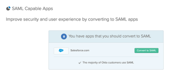 Generate a report of SAML-capable apps from the admin console.