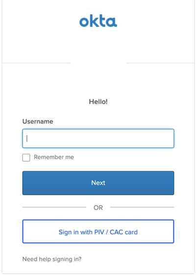 Sign in with PIV/CAC card.
