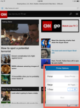 Screen capture of printing options in Okta Mobile.