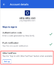 Setting up the device as a way to sign in to apps