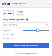 Generate a random password for an Okta-managed app integration.
