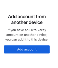 Okta Verify option for adding an account to another device using bluetooth.