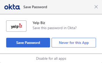 Okta Save Password prompt
