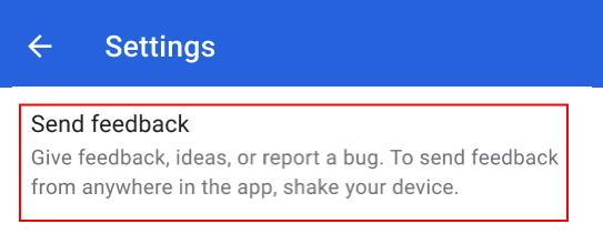 Send Feedback option on the Okta Verify Settings page.
