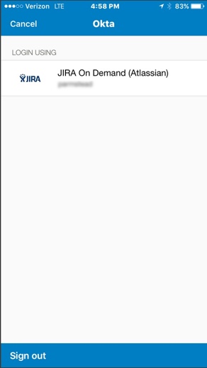 App sign-in page in Okta