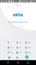 ［Okta PIN setting （Okta PIN設定）］ページ。