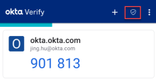 Okta Verifyメインページの［Device Health（デバイスの正常性）］アイコン