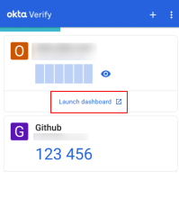 Okta Verify内の[Launch Dashboard (ダッシュボードの起動)]