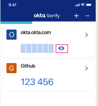 Okta Verifyの非表示のコードを表示する