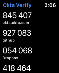 Apple Watchに表示されたOkta Verify