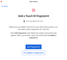 Okta VerifyプロンプトでTouch IDの指紋を追加する