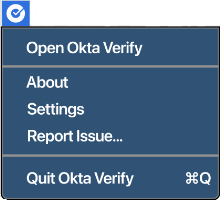 この画像はmacOS用のOkta Verifyメニューを示しています。