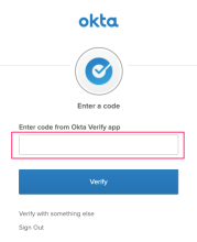 Okta Verifyによって生成されたコードによる認証 