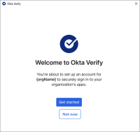 画像は、Windows用の「Okta Verifyへようこそ」の画面です。