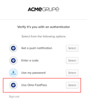 Okta FastPassを使用してサインインするためのプロンプトが表示されます。 