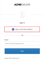 Okta FastPassによるサインインをユーザーに求めるプロンプトが表示されます。
