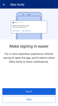 通知を有効にするためのOkta Verifyのプロンプト