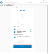 Okta Verifyセットアップの最後のページの画面キャプチャ