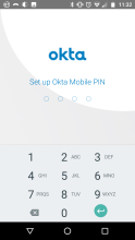 ［Okta Mobile PIN setting （Okta Mobile PIN設定）］ページ。