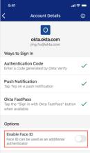 Okta Verifyで生体認証がオフになりました