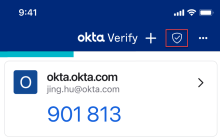 Okta Verifyメインページの［デバイスの正常性］アイコン
