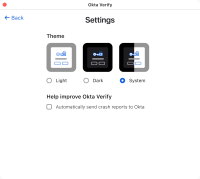 スクリーンショットでは、macOSデバイスで利用が可能であるOkta Verify設定を確認できます。