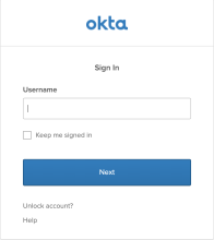 ユーザー名プロンプトによるOktaサインインページ