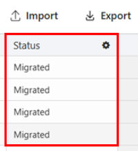 Les applications affichent le statut Migrée dans Okta Workflows