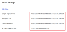 Paramètres SAML dans Okta Admin Console