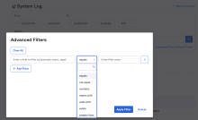 Opérateurs pour les filtres avancés 