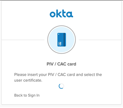 PIV/CACカードを挿入し、証明書を選択します。