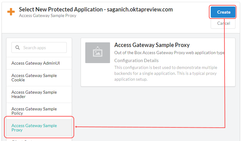 Select add and click Sample Proxy App.
