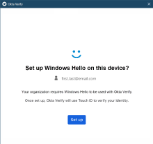 The image shows the Set up Windows Hello on this device? screen for Windows.