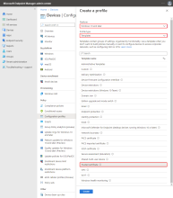 Page de l'interface où créer un profil de Microsoft Endpoint Configuration Manager.