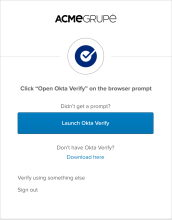 Le Sign-In Widget une fois qu'un utilisateur a cliqué sur le bouton Connexion avec Okta FastPass.
