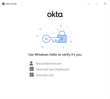 Okta&nbsp;Verify invite les utilisateurs à s'authentifier via Windows Hello.