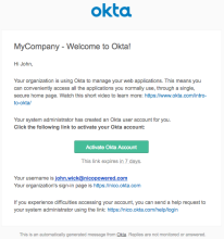 E-mail de bienvenue pour l'inscription à la MFA.