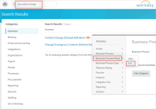 Image qui montre la sélection dans le menu de la politique de sécurité des processus métier.
