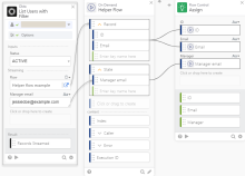 Streaming example - parent and helper flows showing the record and state fields.